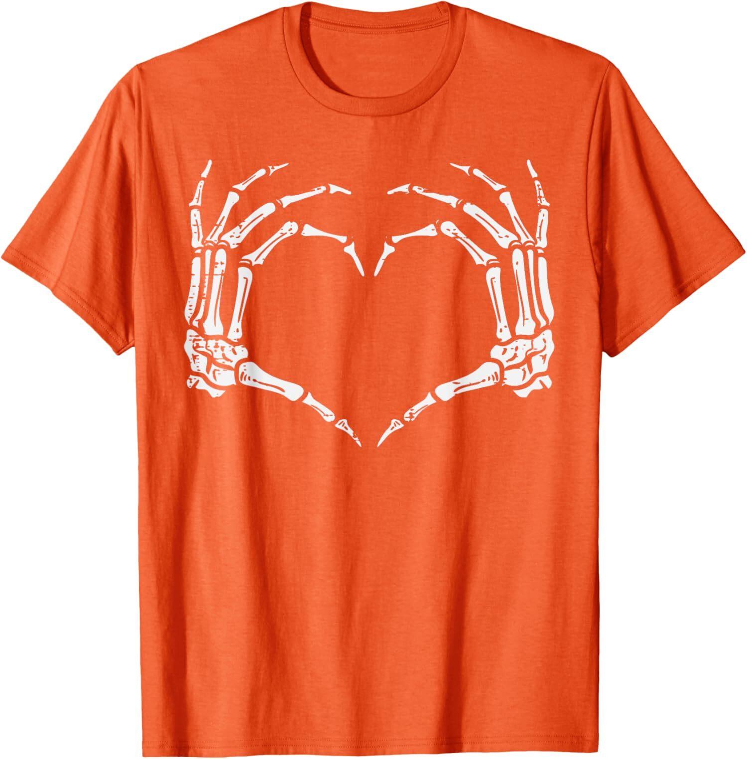 Happy Skeleton Hands Heart Sign Retro Halloween Unisex T-Shirt S разноцветный