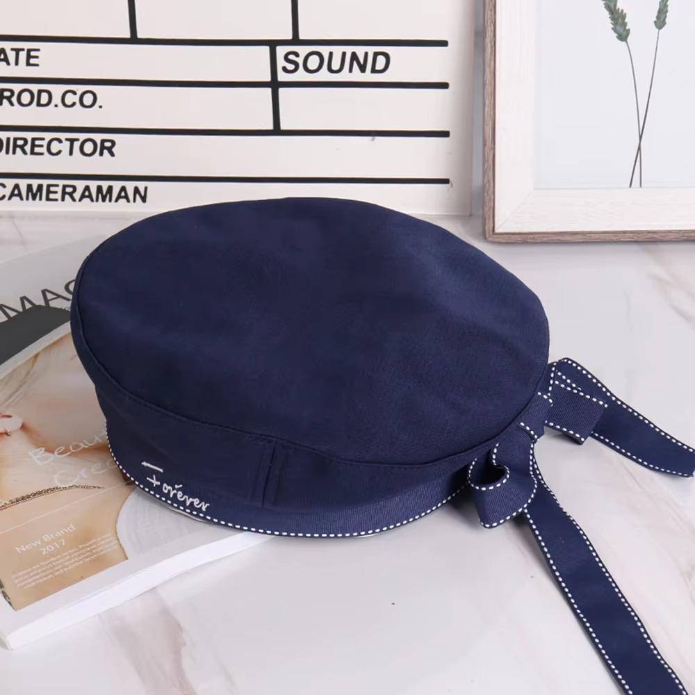 

Japanese Style Beret Hat Letter Embroidery Octagonal Cap Painter Hat for School Stage Performance темно-синього кольору