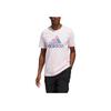 Adidas Solid Color Logo Print Pullover Crew Neck T-Shirt Men Tops Pink HS4333