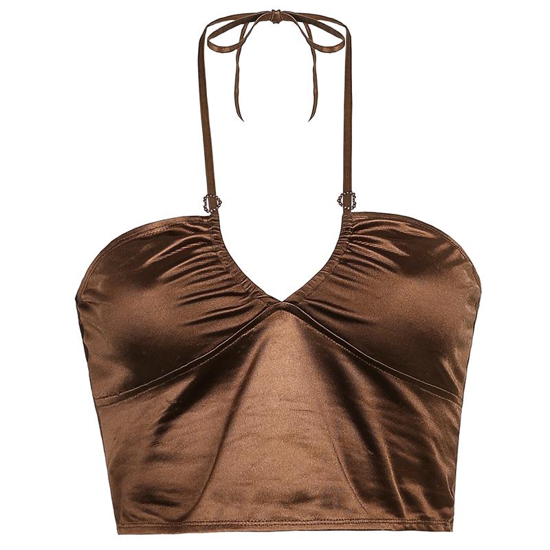 Brown 2021 Vintage Clothes Y2k Corset Crop Top Women Gothic Sexy Cyber Baby Tee Aesthetic Grunge 90s Ropa Fairycore Summer New