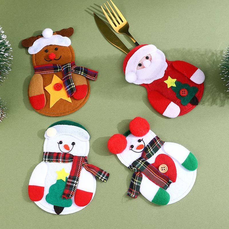 4/8pcs Christmas Cutlery Bag Knife Fork Tableware Holders Pocket Christmas Dinner Table Ornaments Navidad Decorations Natal Noel