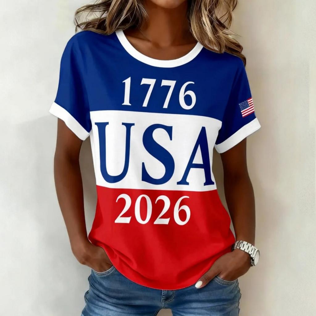 Women's Casual And Fashionable Short-sleeved Printed T-shirt Top