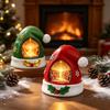 Resin Christmas Figurine Warm Glow XmasHat Statue Light Christmas Elf Hat Ornament  Home Decoration