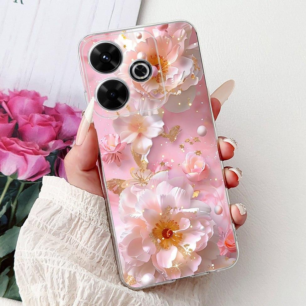 Clear Casing For Xiaomi Poco M6 Plus Cover For Xiaomi Poco M6 4G Case Luxury Butterfly Love Fashion Flowers Cool Lion Painted