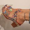 Women's Block Heeled Peep Toe Sandals - Stylish Slip On Heels for Going Out and Casual Summer Wear