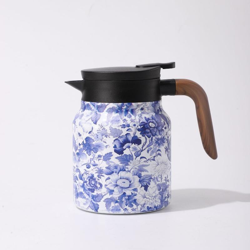 1000ml Vintage Floral Tea Thermos Stainless Steel Tea Kettle Drip-Proof Tea Pot With Tea Infuser Mini Thermo Coffee Pot