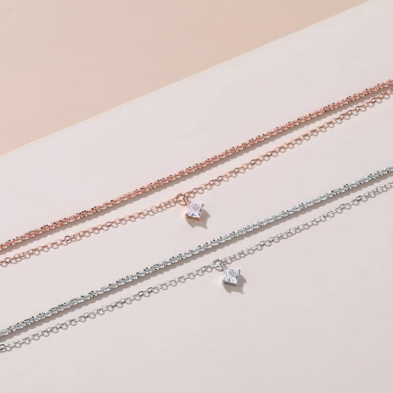 Tancise 925 Sterling Silver Cyrkon Bransoletka Biżuteria Geometryczny łańcuszek z koralików Link Bransoletki Moda Grzywny prezent ślubny dla dziewczyny Kobiety