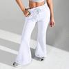 Ladies Fashion Loose Draw String Waist Solid Color Cargo Pants Leisure Flares