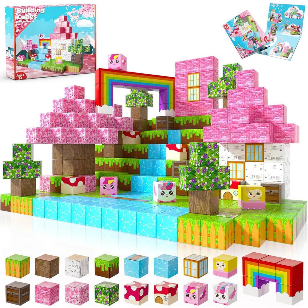 Blue Castle Magnetic Cube Building Blocks - 3D Educational Montessori Toy