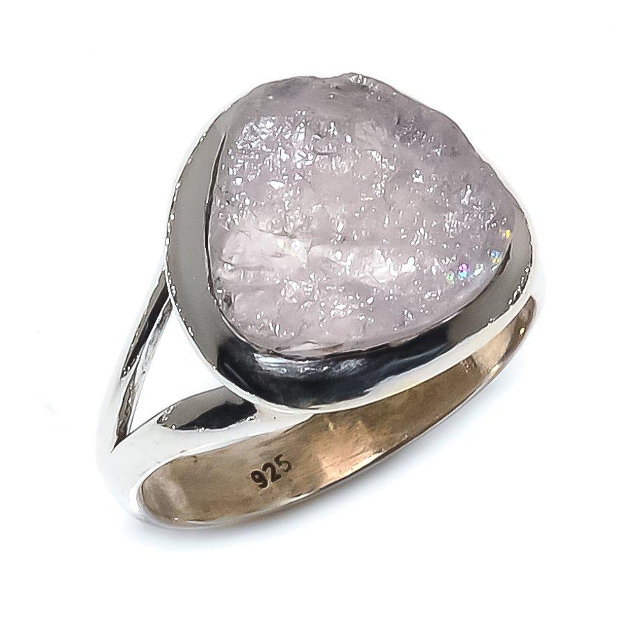 Natural Morganite Rough Gemstone 925 Solid Sterling Silver Gift Ring S.7.5 T7s69