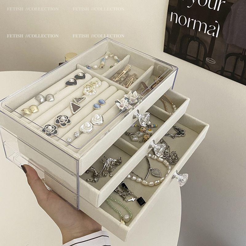 Jewelry Storage Box, Anti-oxidation Earrings, Stud Earrings, Necklace, Flannel Acrylic, High-end Exquisite Jewelry Box Artifact