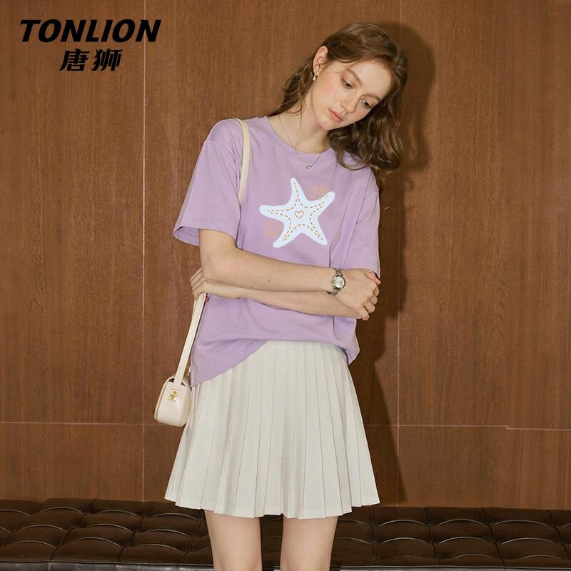 TonLion Women s Relaxed Fit Cartoon Print Cotton T-Shirt M