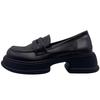 Round head platform British loafers women's 2025 new retro versatile jk dress single shoes black thick heel small leather shoes
