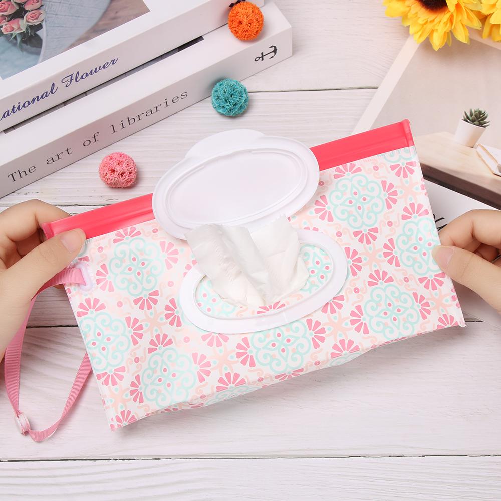 1PC Umweltfreundliche Feuchttücher-Tasche Baby-Feuchttücher-Box Feuchttücher-Box Reinigungstücher Ziplock-Tasche Clamshell Snap Strap Wischtuch-Container-Etui