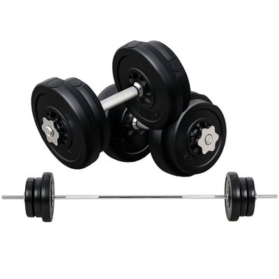 Dumbbell and Barbell Set with 65kg Adjustable Barbell Weights Set, for Home Gym - Black