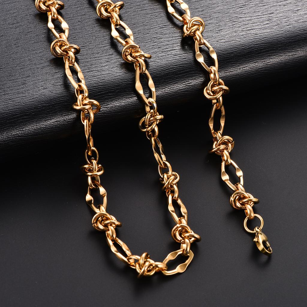 8mm Chic Stainless Steel Chunky Necklace Link Lip Knot Chain for Men Women Punk Hiphop Boy Gold Color Heavy Metal Jewelry Choker