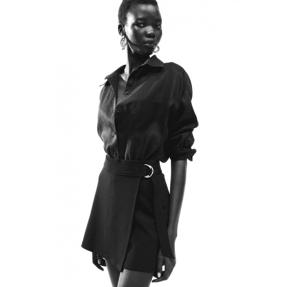 

Пальто с запахом из джерси HM, черное