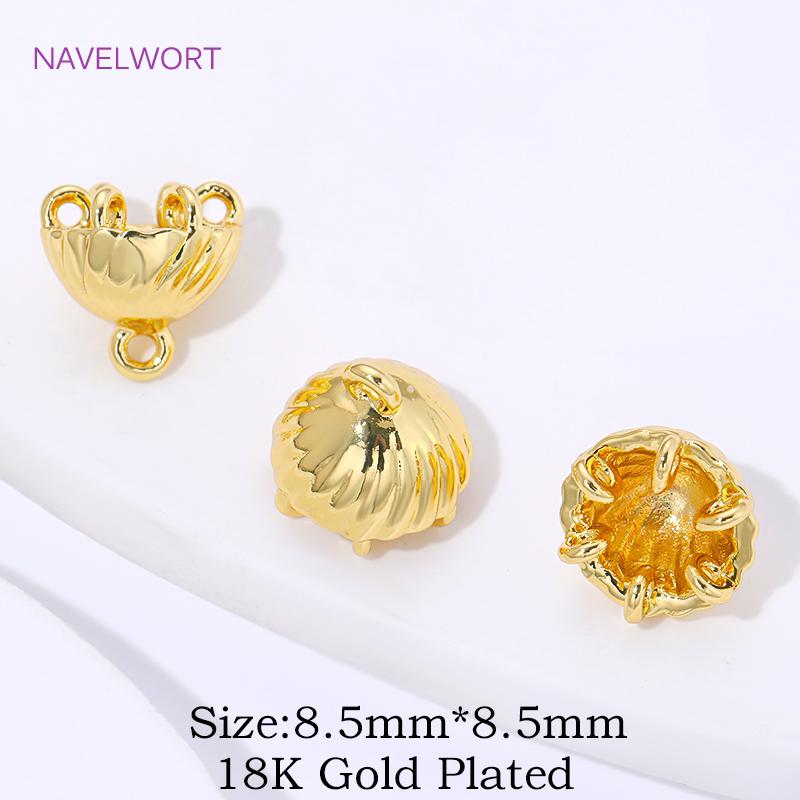 18K Gold Plated Jellyfish Beads Cap,Brass Pendant Bail Connector,Caps For Beads,DIY  Tassel Earrings Accessories