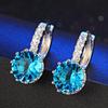 Big Sale 925 Silver Loop Hoop Earrings Candy Color Cubic Zircon Charms Women Jewelry Wedding Accessory Brincos