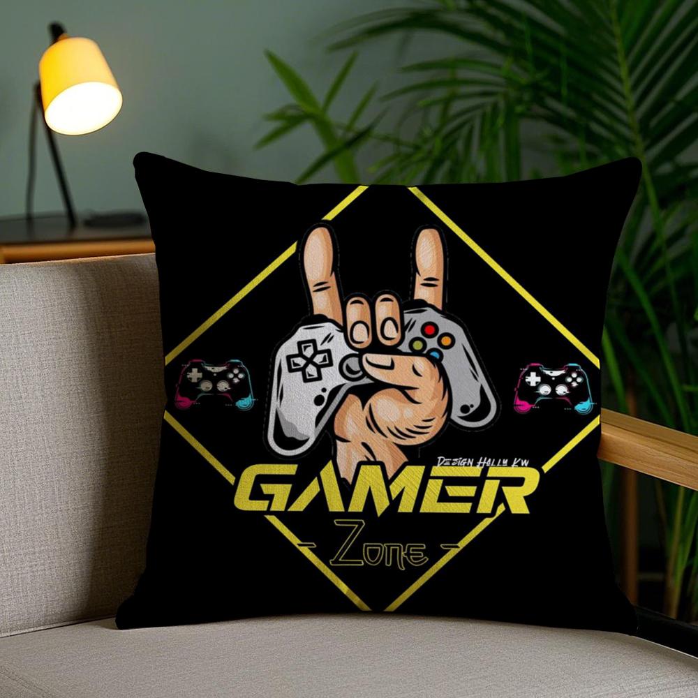 Colorful Graffiti Game Gamepad Cushion Cover Soft Short Plush Double-Sided Printing Home Decor Machine Washable Pillow Case Gift
