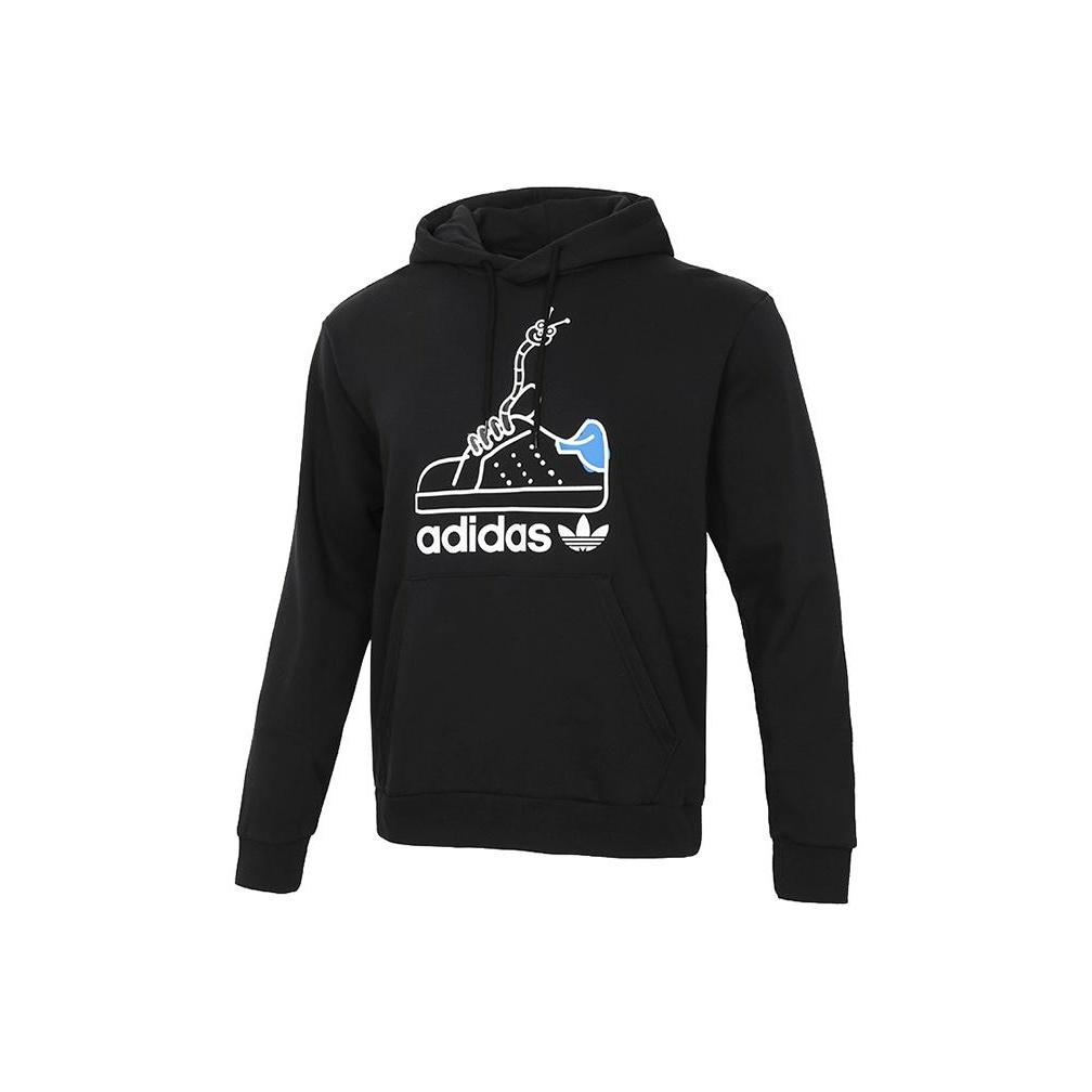 Adidas Originals Trefoil Printed Warm Hoodie Pullover Sweatshirt Men Black GN2159 XS