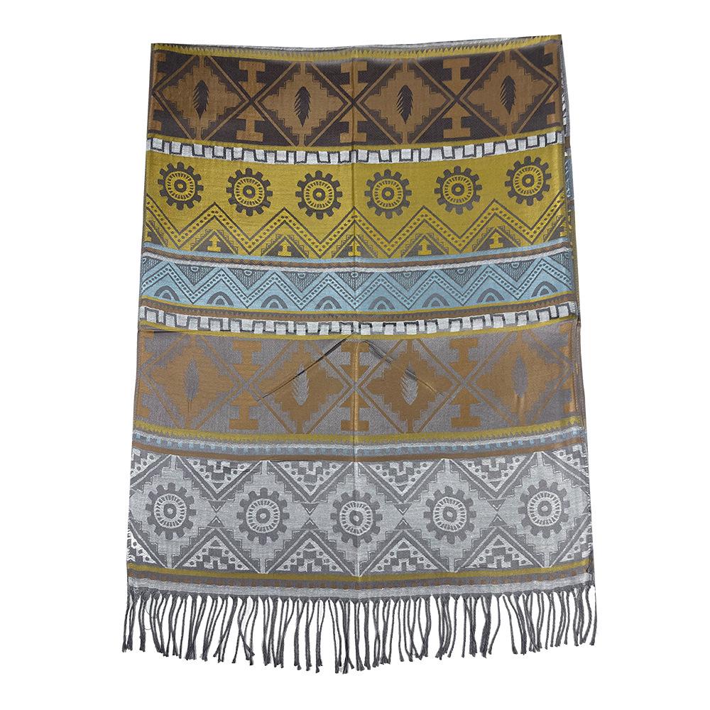 Bohemian Cotton Jacquard Geometric Shawl: High-End Women's Evening Scarf