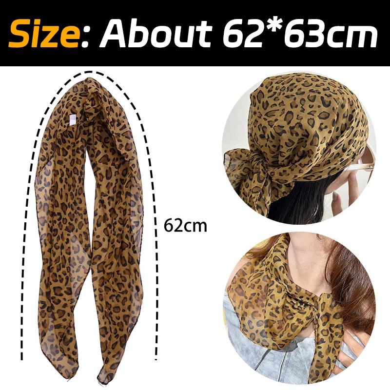 

Light Leopard Print Scarf Retro Decorative Scarves Spice Girls Classic Pattern Neckerchief Y2k Beautify Appearance Smooth Scarf 62x63cm колір темно кави