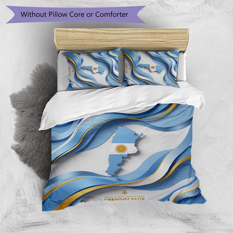 Set Biancheria da Letto Stampata Calcio Argentina 3 Pezzi Copriletto Traspirante Accogliente come Regalo per Inaugurazione Casa o Festa