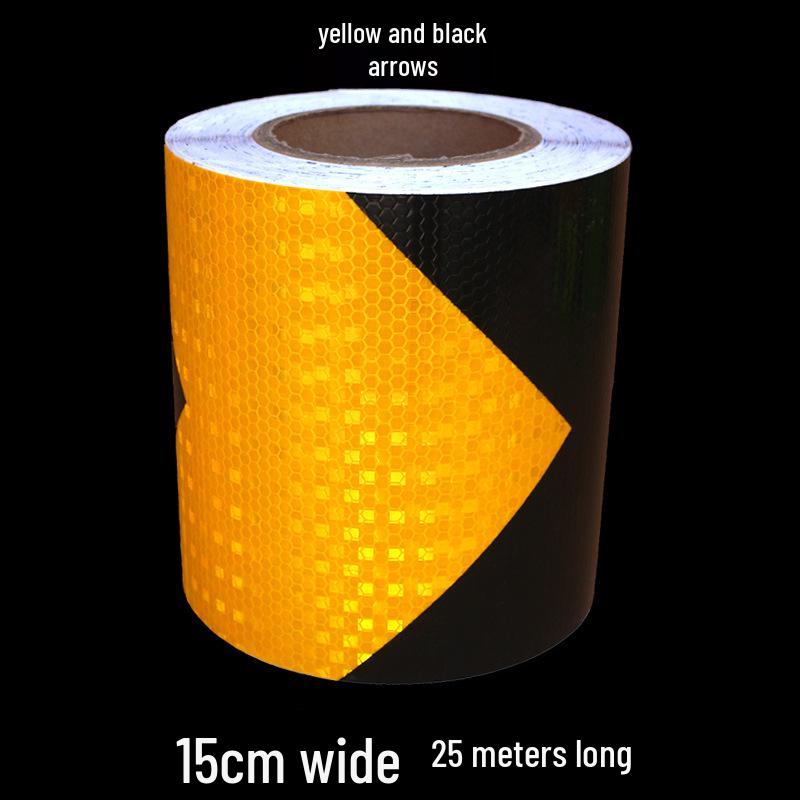 5cm Black Yellow Reflective Honeycomb Arrow Warning Tape Car Sticker