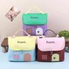 Cute Travel Makeup Handbag Polyester Cosmetic Case Cartoon House Shape Makeup Bag  for Women