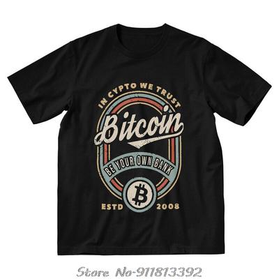 Vintage Bitcoin In Crypto We Trust Tshirt Men Fashion T Shirt Funny Hip Hop Streetwear Mens Clothing Oversized Tshirt