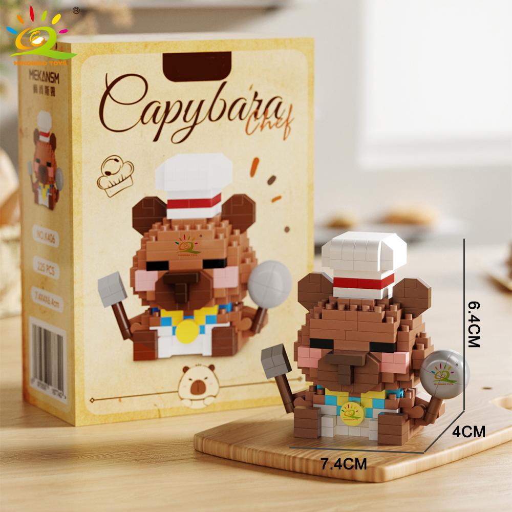 MOC Capybara Cavy Animal Micro Building Block Guinea Pig Mini Diamond Model Brick Toy for Children Desk Decor.