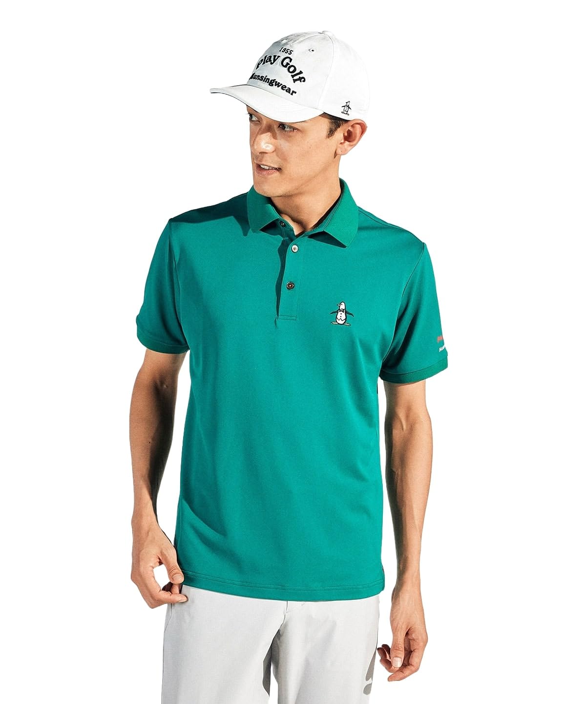 

shirt with GR00 [Munsingwear] Short-sleeved collar, pique, stretch, sweat-wicking, quick-drying, sunscreen, golf, MG5SHS81M, men s, (green)