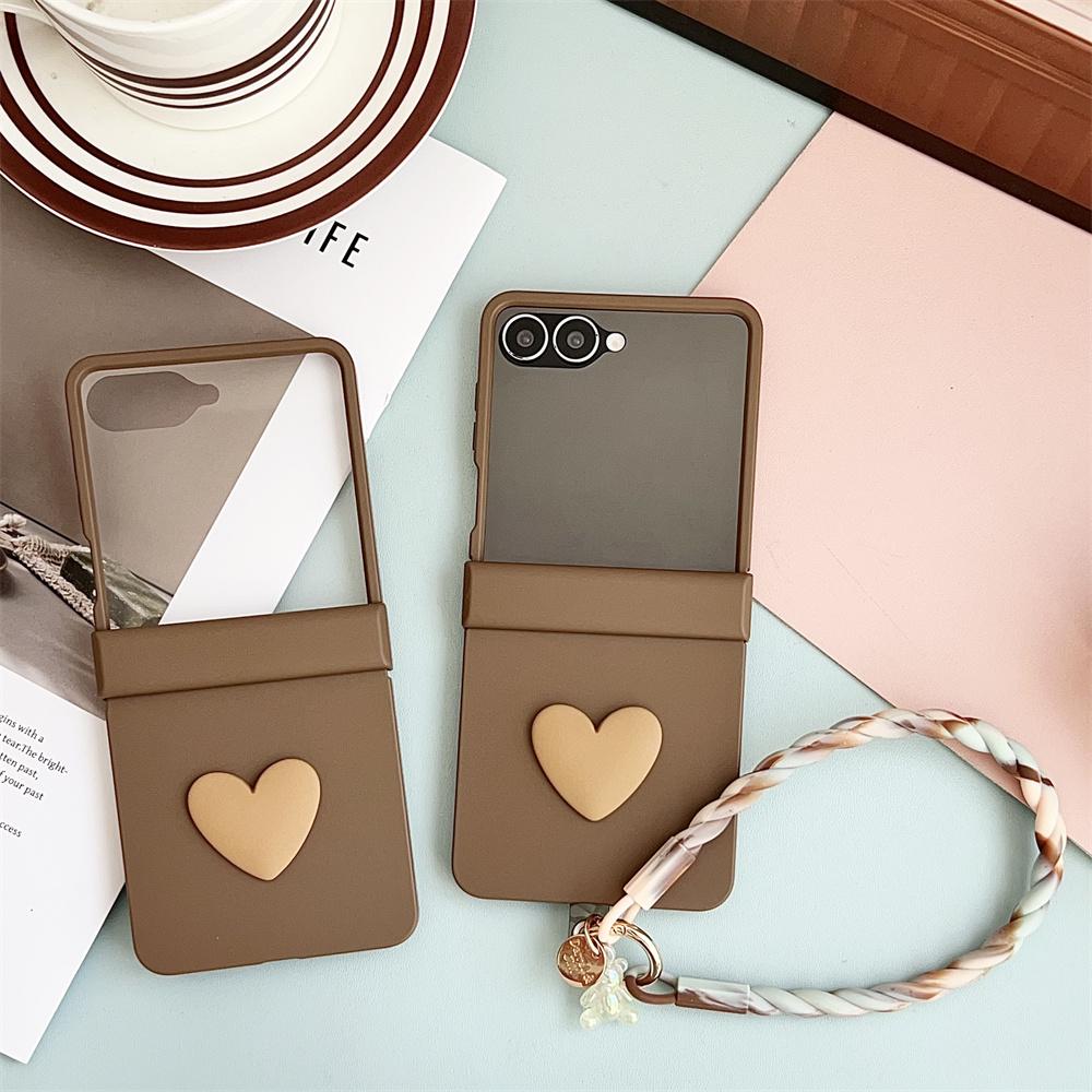 Wrist Strap with Small Screen Phone Case for Samsung Galaxy Z Flip 7 FE 6 5 Flip7 Flip6 Hard Shell Hinge Protective Cover