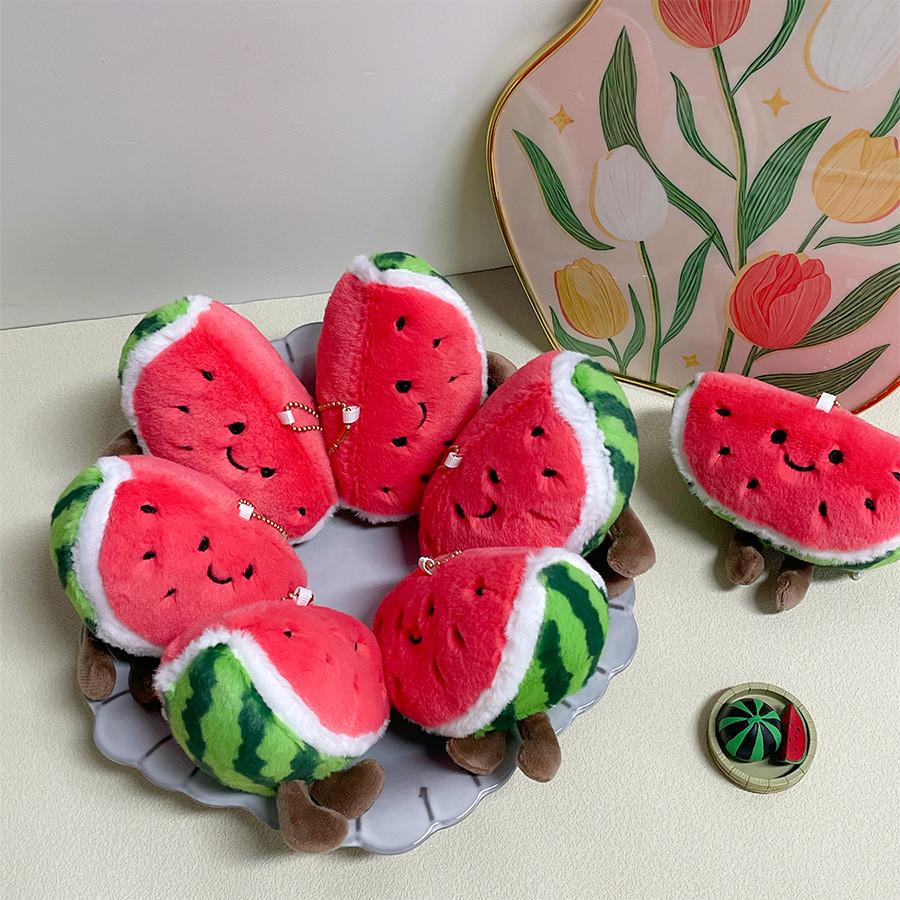 Cute Watermelon Plush Keychain With Pp Cotton Filling For Bag Decoration And Collectors