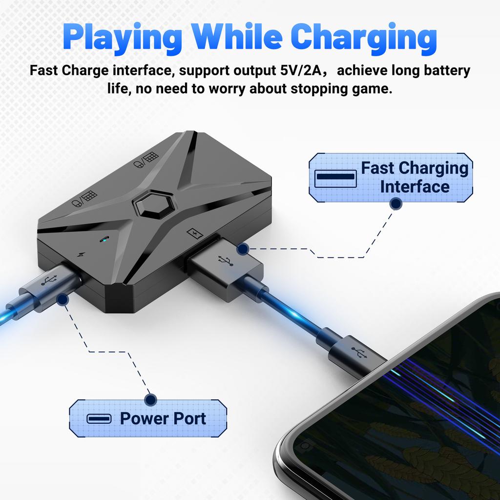 Gamwing M1 Pro+ Adattatore Tastiera Mouse Wireless LED Retroilluminato per Cellulare Android Postura Pistola Pressione per PUBG