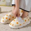 Fashion Lovely Fruit Print Cotton Slippers Women Winter Hook and Loop Non-Slip Plush Slides Women Soft Faux Fur Warm Slipper Mujer