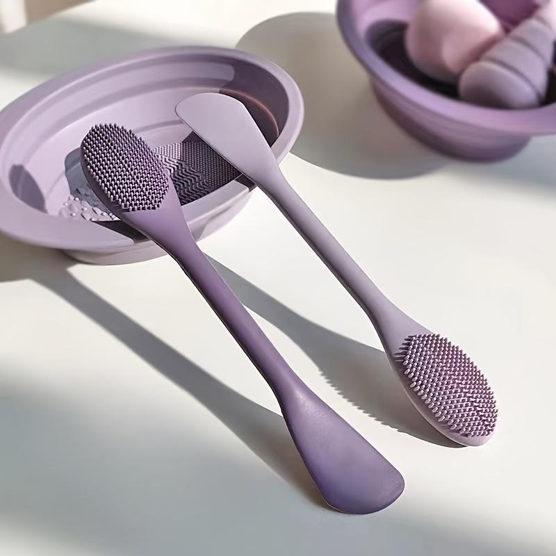 1pc Large Dual-Ended Silicone Facial Mask Brush, Pore Cleansing Face Scrubber, Mud Mask Applicator, Spreadable Brush for Makeup Removal