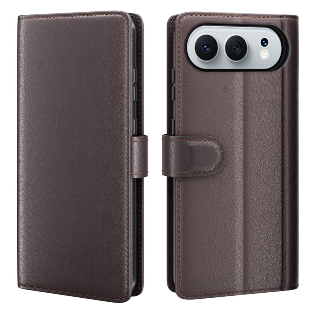For Honor 500 5G Case Genuine Split Leather Phone Cover with Wallet Stand