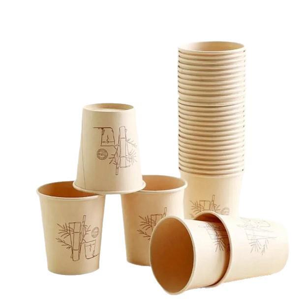 Pahare de hârtie ecologice pentru cafea și ceai din fibră de bambus - Design durabil, de unică folosință, simplu