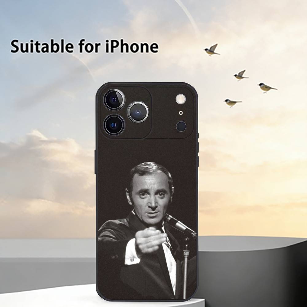 Charles Aznavour Music Phone Case For iPhone 17, 16,15,14,13,12,11 Plus,Pro Max, Others Soft Black Cover