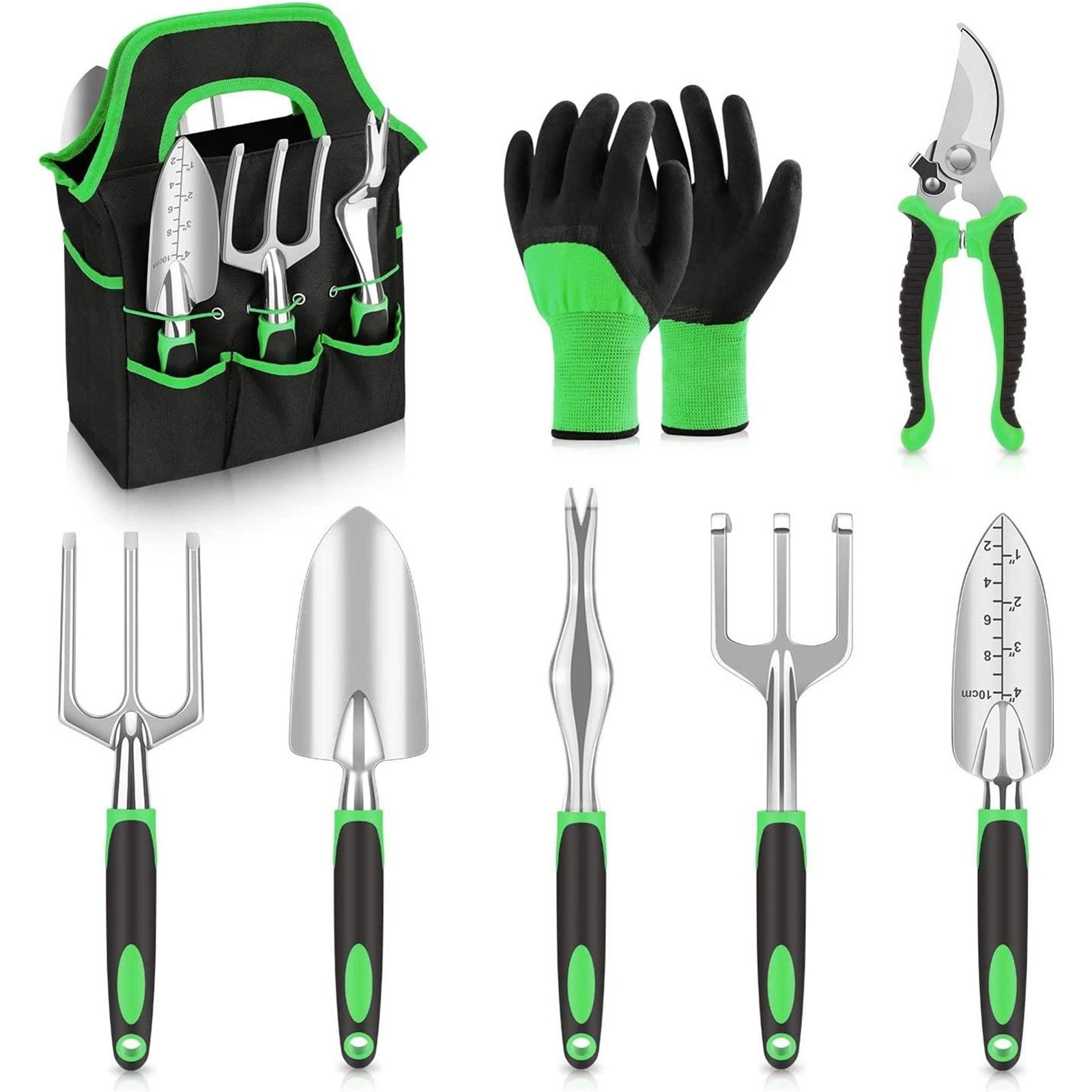 

8-Piece Garden Tool Set – Heavy Duty Stainless Steel Planting Tools with Non- Rubber Handles for Gardening One Size