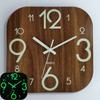30cm Square Luminous Wooden Wall Clock Silent Clock MDF Wood Grain Luminous Creative Fluorescent Clock