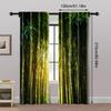 2pcs, Creative Curtains Bamboo forest under the sun Machine Washable Fabric (without rod) Decorations Outdoor Ldeal for Bedroom,