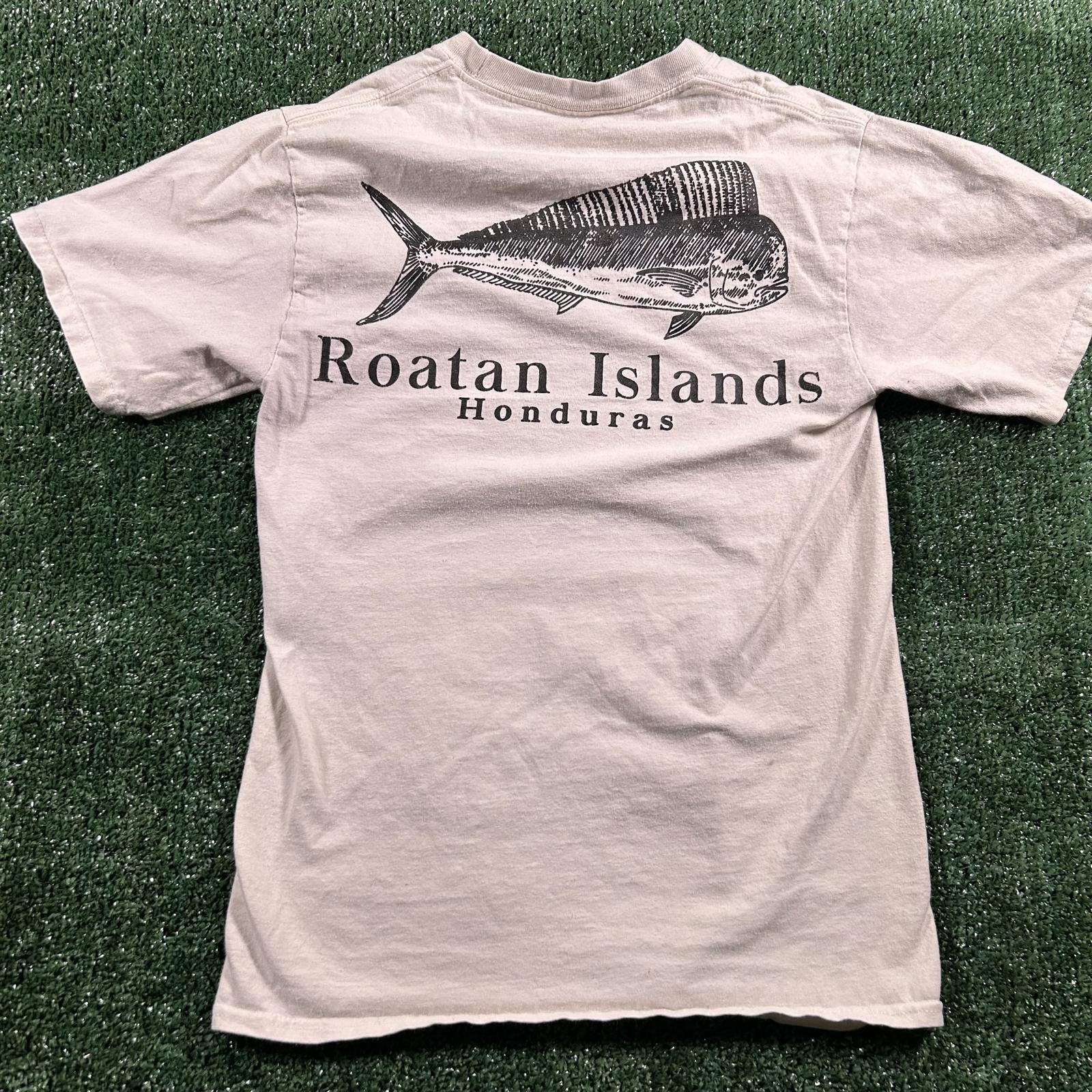 Beige Roatan Islands Honduras Graphic T-Shirt. Fits like xs XL