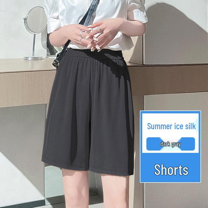2026 Women's High Waist Slimming Ice Silk Drape Shorts: Casual, Loose, Wide-Leg, Five-Point Summer Pants