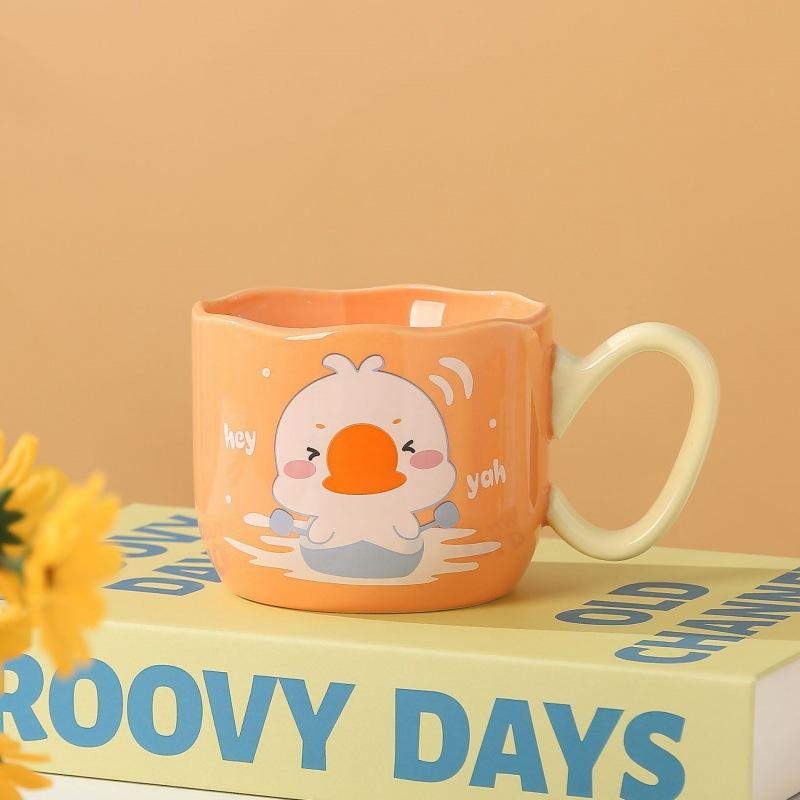 Creative Cute Goose Ceramic Cup High Value Mug with Handle Cup Cartoon Animal Student Drinking Water Cup