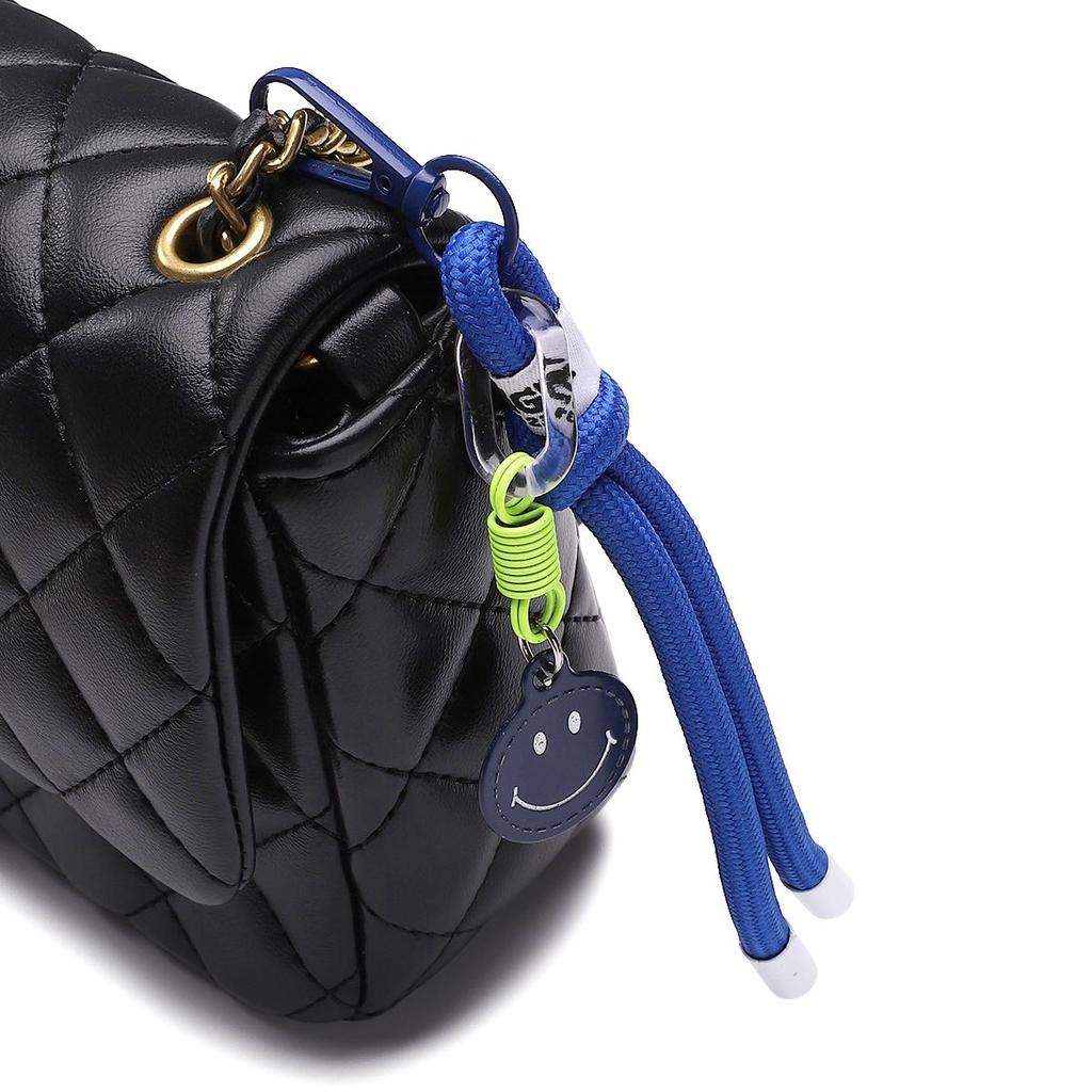Alloy+nylon Woven Smiley Face Keychain For DIY Bag Accessories