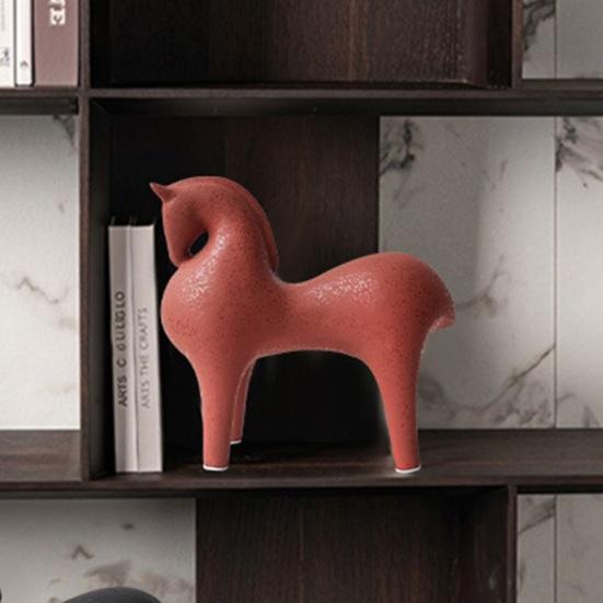 Decorazione per la Casa di Animali Contemporanea Statuetta Astratta di Cavallo in Ceramica, Statua Moderna per Ufficio Decorazione con Texture Satinata, Ornamento Scultura Artistica