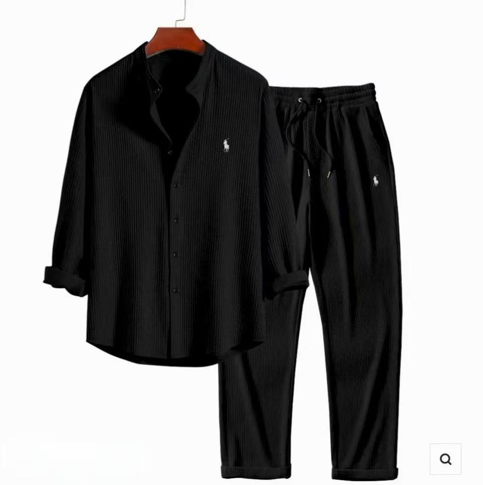 

2025 Унісекс Нано Піжамний Комплект з Довгим Рукавом Гавайська Смужка Double Extra Large чорний